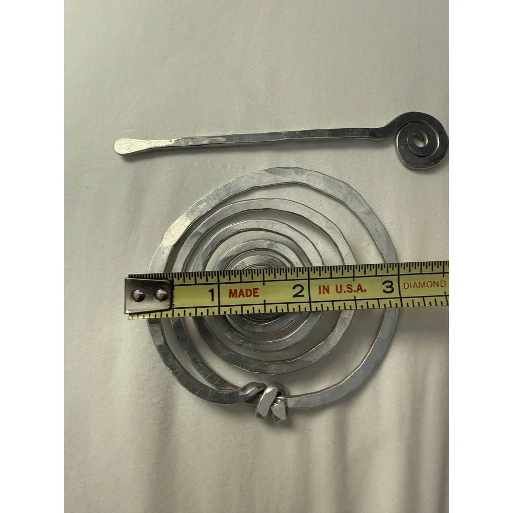 VTG Handmade Hammered Metal Spiral Coil Hair Pin Shawl Stick Artisan Boho 6